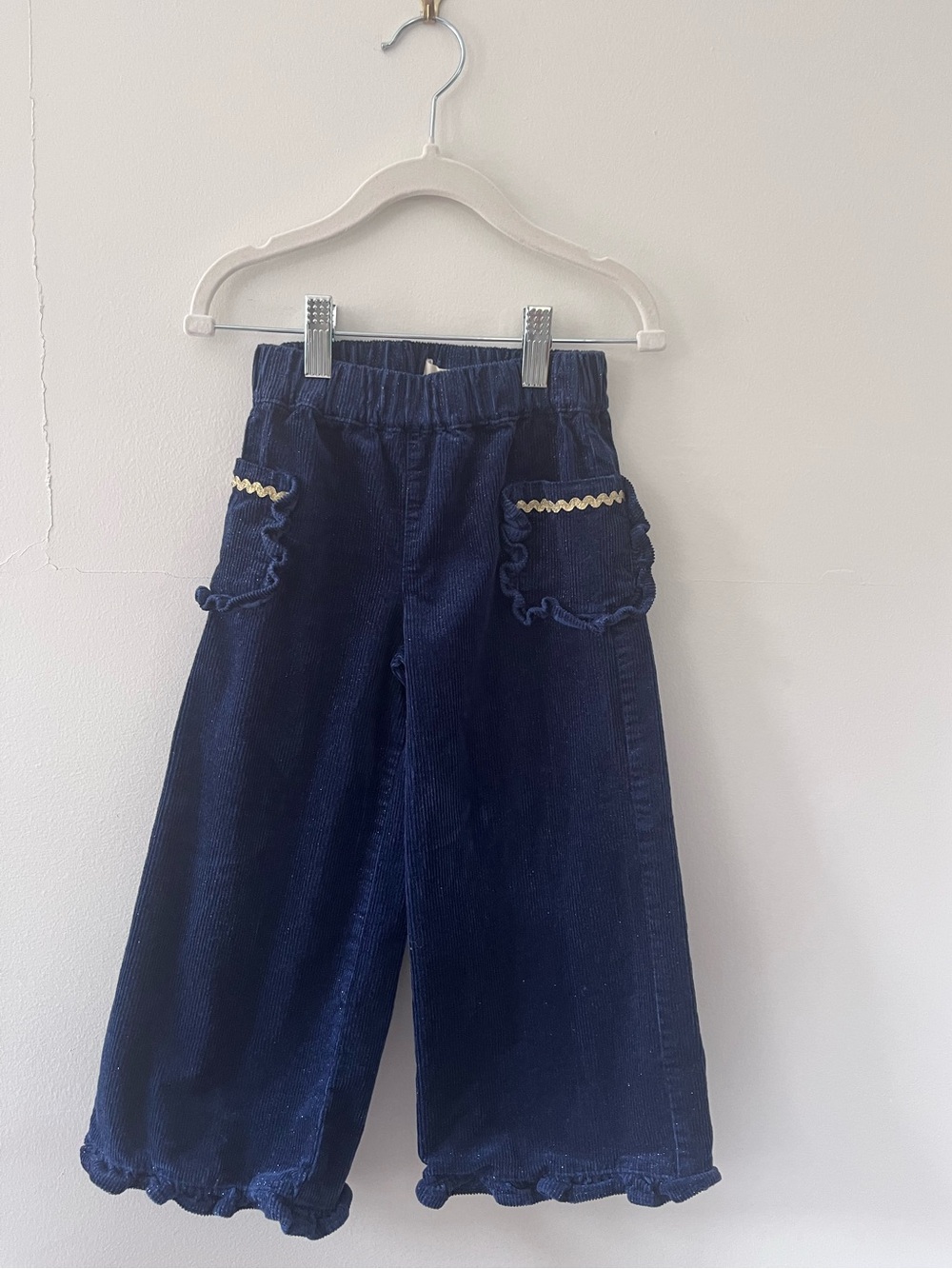 Mini Boden | Navy Corduroy Sparkle Wide-Leg Pants | 3-4Y